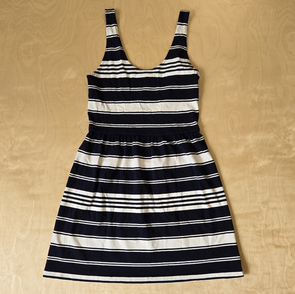 J. Crew Navy and White Striped Tank Dress